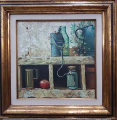 Framed Almazan Still Life Acrylic Painting, Contemporary Style