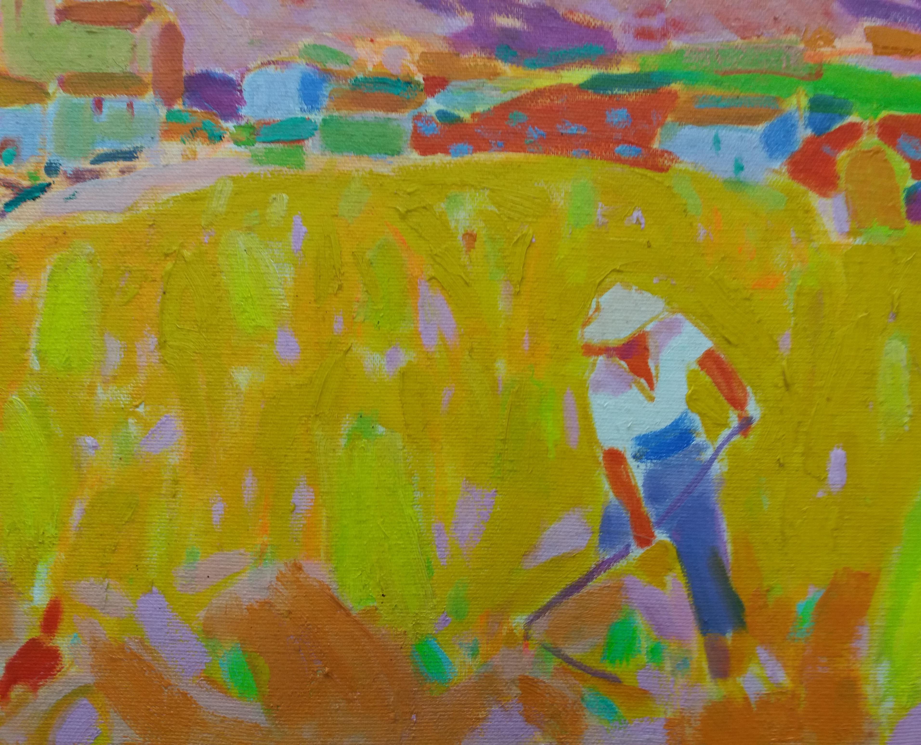Luis Amer CAMPO DI GRANO  dipinto originale espressionista su tela acrilica in vendita 8