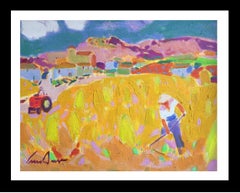 Luis Amer WHEAT FIELD  original expressionist acrylic canvas painting