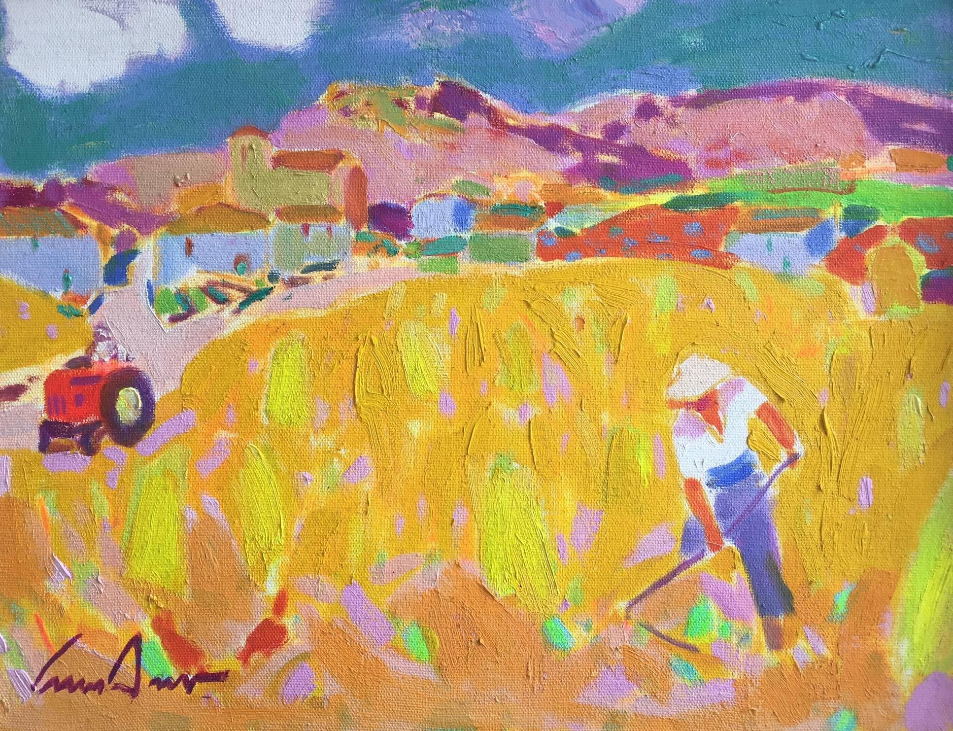Luis Amer 10 CAMPO DI GRANO  dipinto originale espressionista su tela acrilica 1