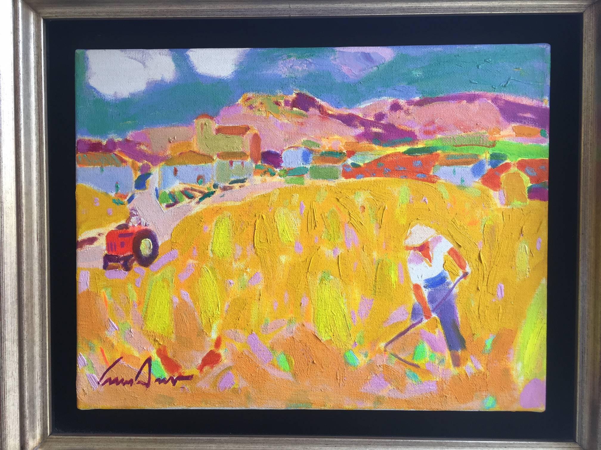 Luis Amer 10 CAMPO DI GRANO  dipinto originale espressionista su tela acrilica 3