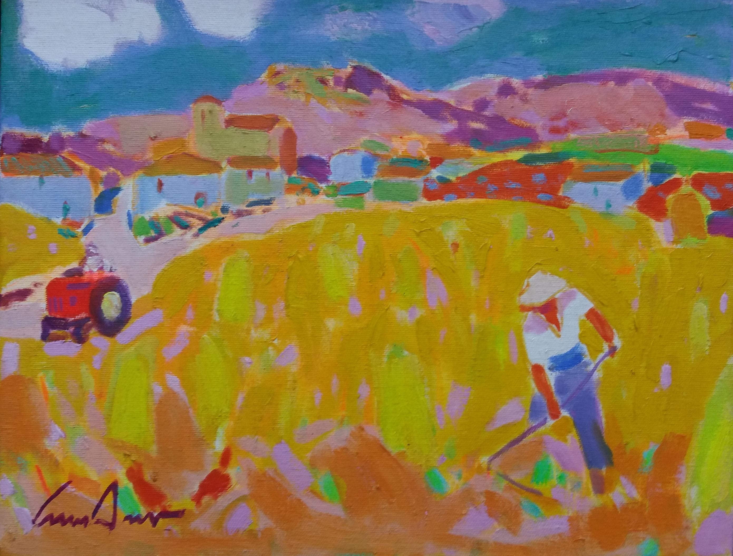 Luis Amer 10 CAMPO DI GRANO  dipinto originale espressionista su tela acrilica 5
