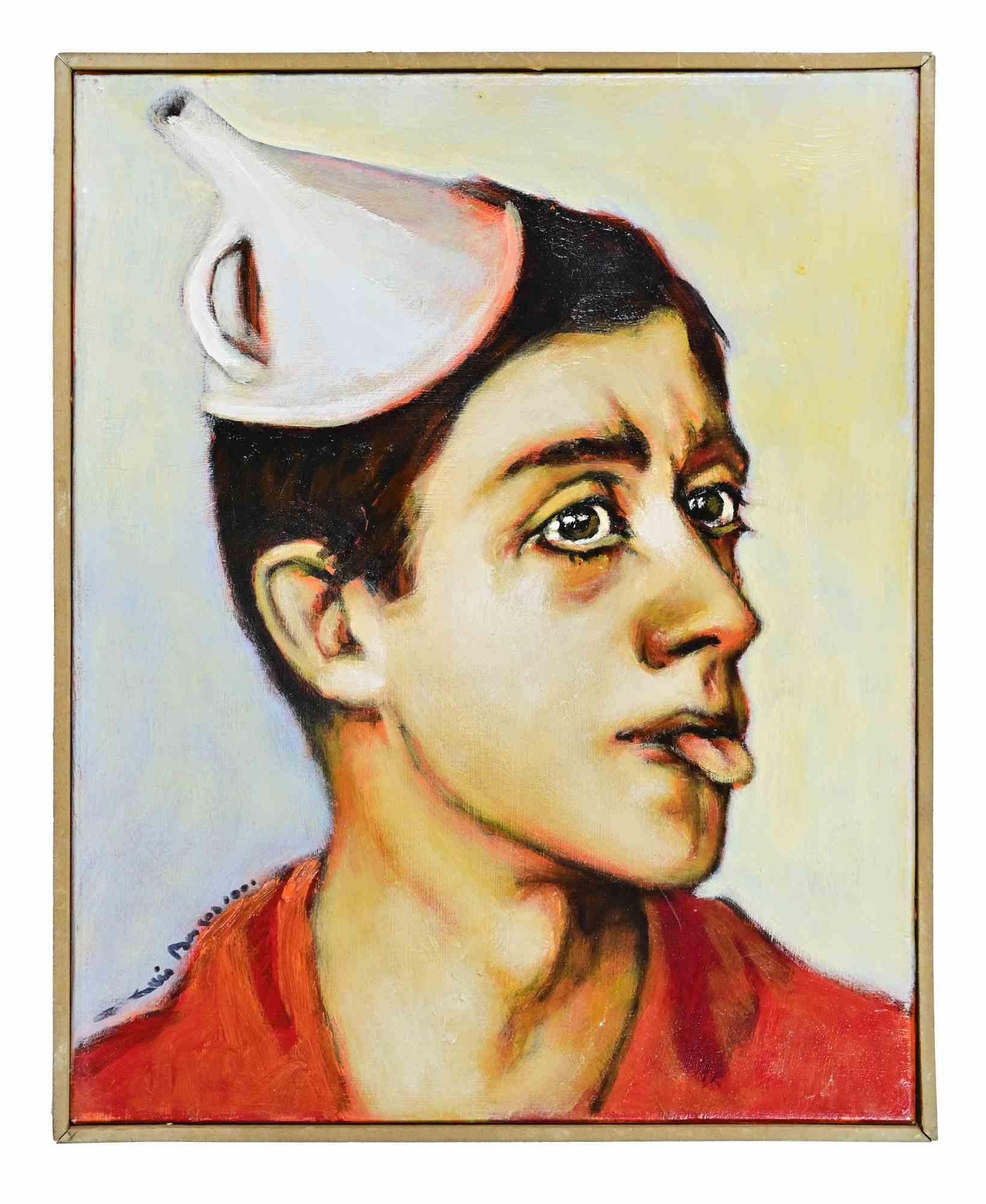Retrato de un niño - Pintura al óleo de Luis Burgos - 2001 en venta 1
