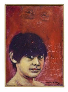 Porträt eines Jungen - Ölgemälde von Luis Burgos - 2002