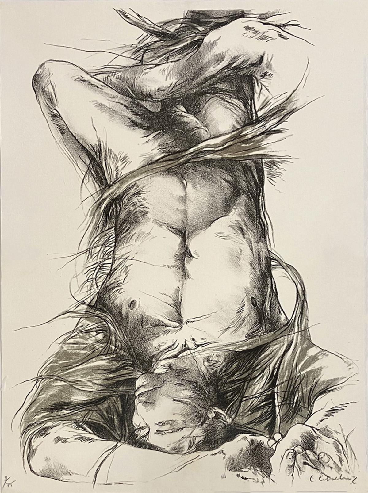 Luis Caballero Nude Print – Unititled male nude limitierte Auflage Druck