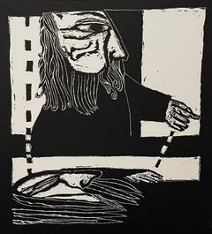 Latin American Judaica Conceptual Chassidic Art Modern Woodcut Luis Camnitzer