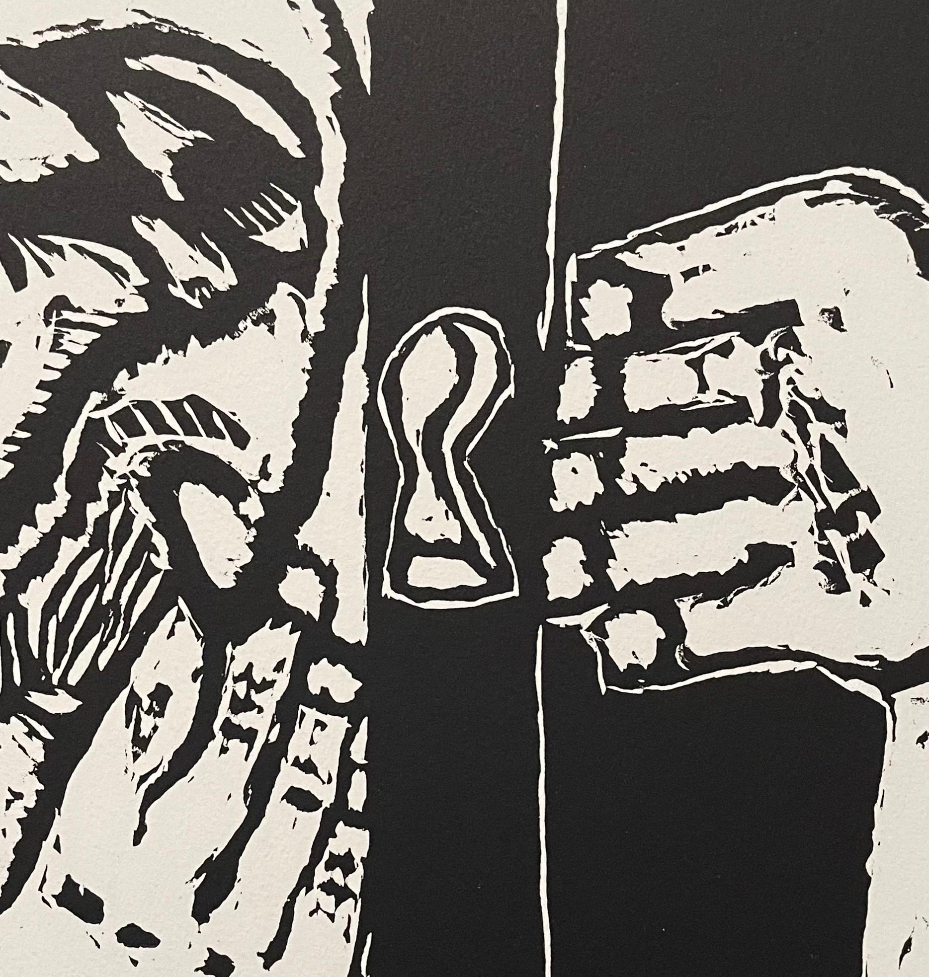 Latin American Judaica Conceptual Chassidic Art Modern Woodcut Luis Camnitzer For Sale 1