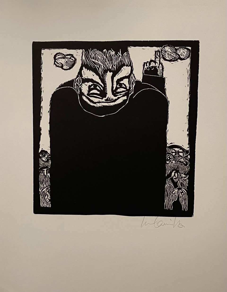 Latin American Judaica Conceptual Chassidic Art Modern Woodcut Luis Camnitzer