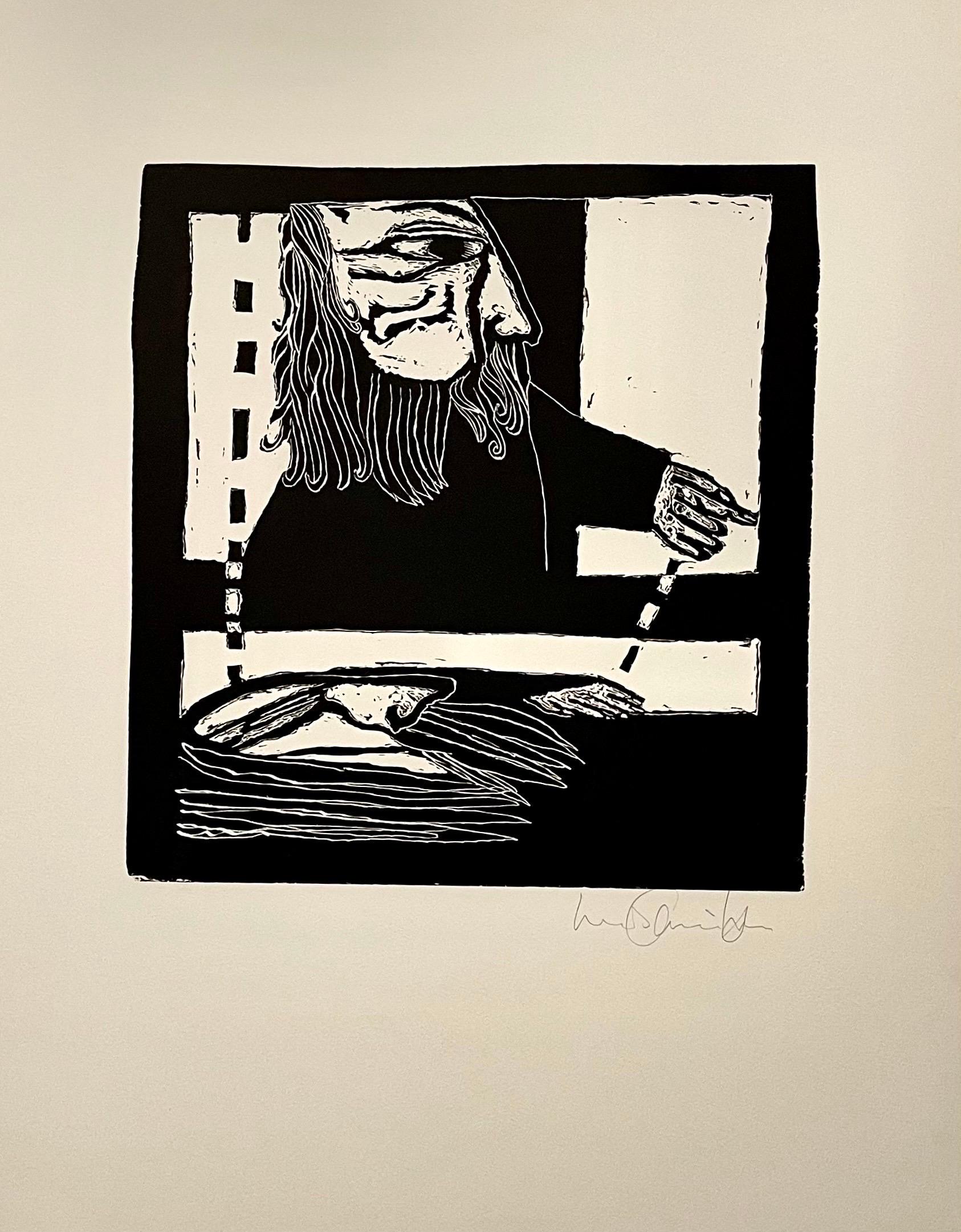 Latin American Judaica Conceptual Chassidic Art Modern Woodcut Luis Camnitzer