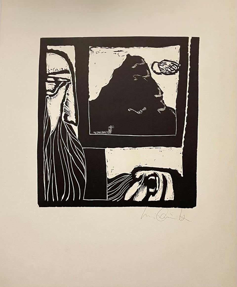 Latin American Judaica Conceptual Chassidic Art Modern Woodcut Luis Camnitzer