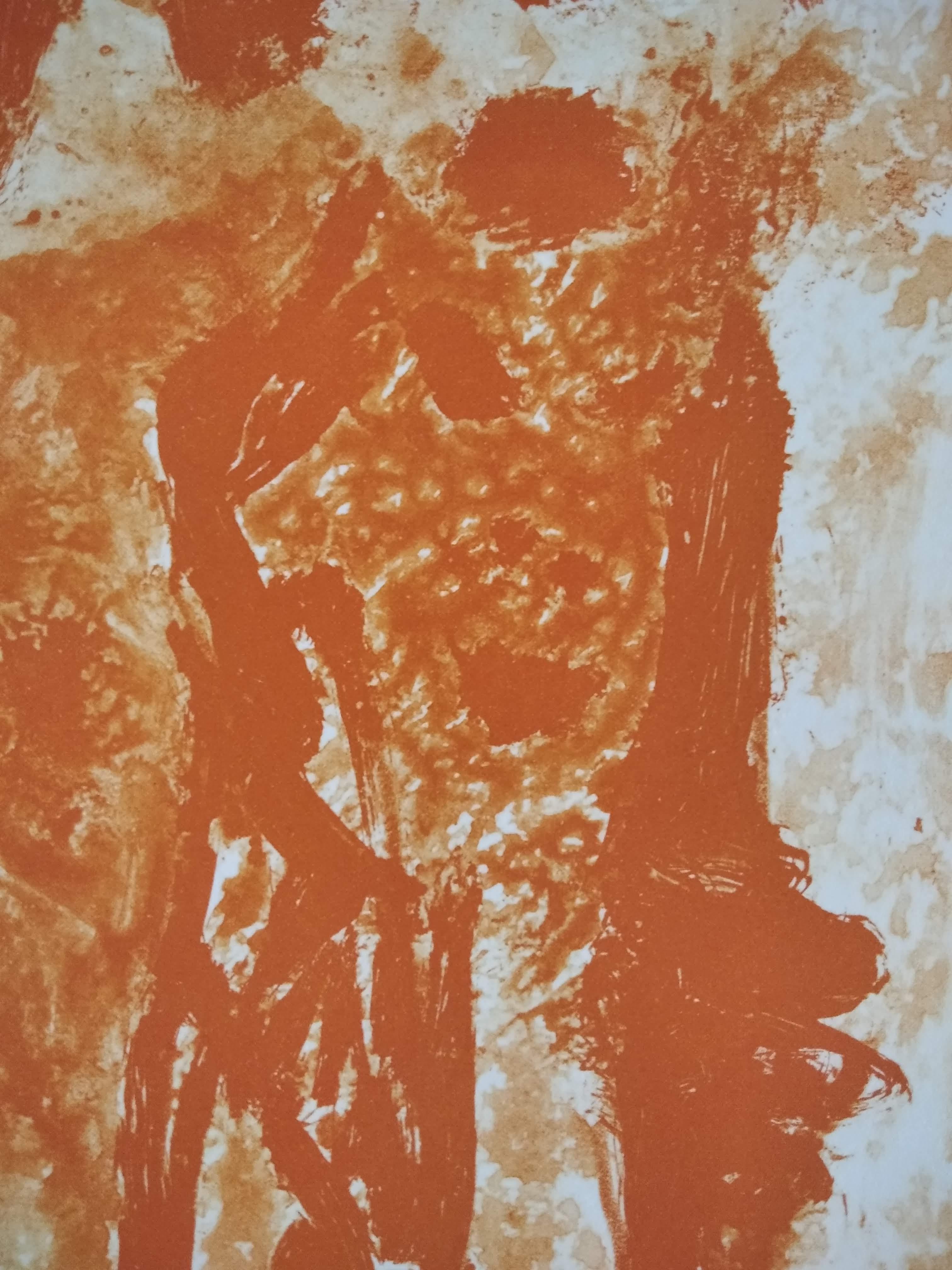 Untitled - Orange Abstract Painting by Luis Claramunt 