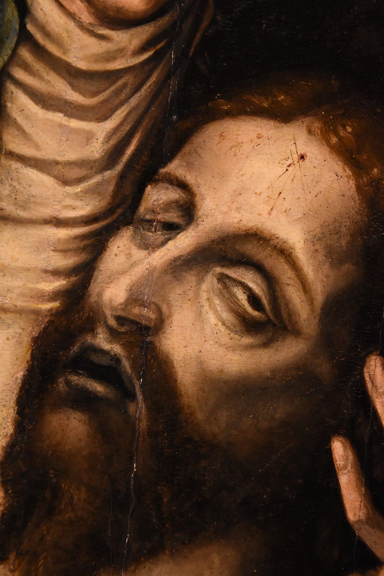 Pietà Saint John De Morales Paint Oil on table 16/17th Century Old master  For Sale 4