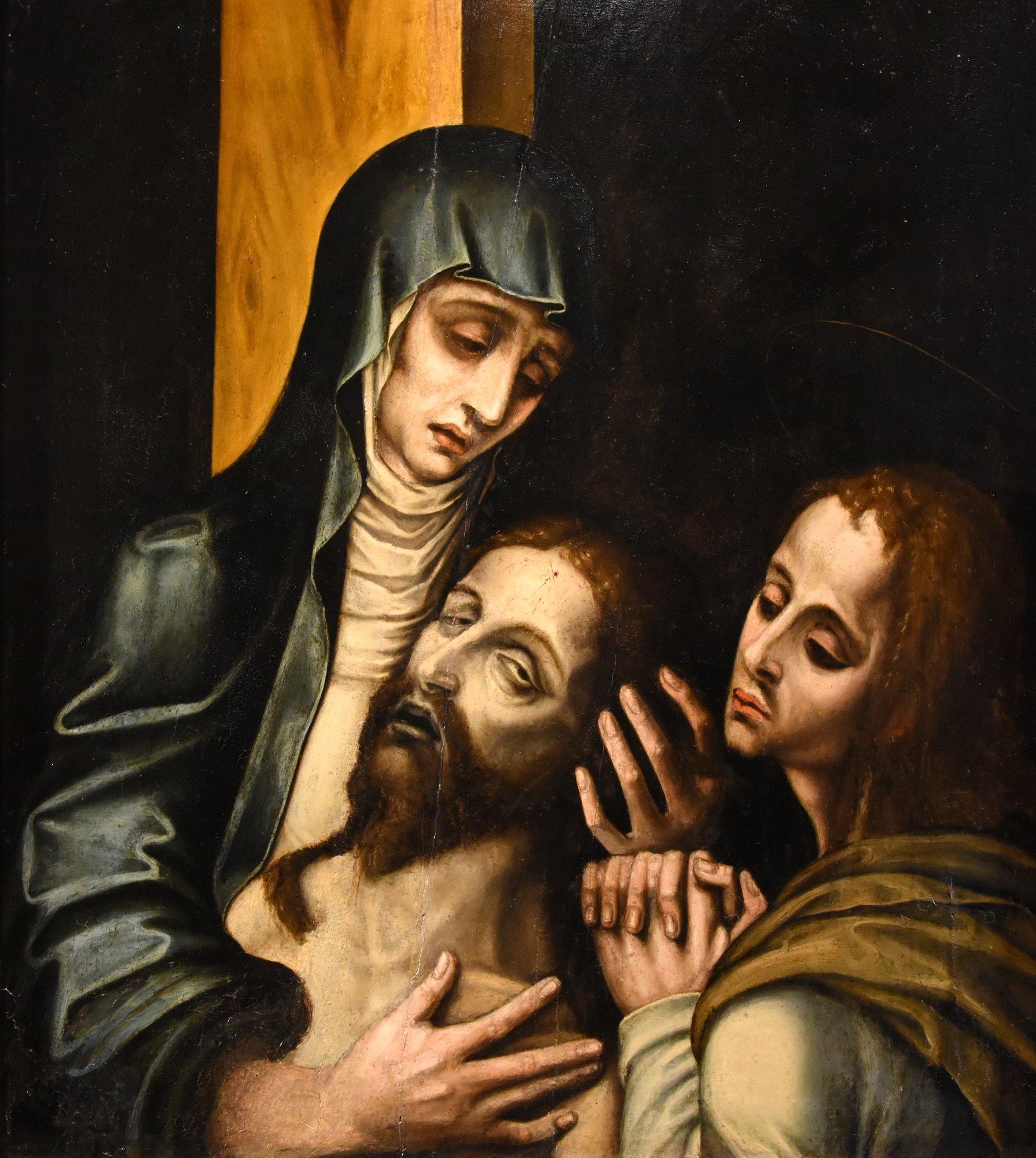 Pietà Saint John De Morales Gemälde Öl auf Tisch 16/17 Jahrhundert Alter Meister  im Angebot 10