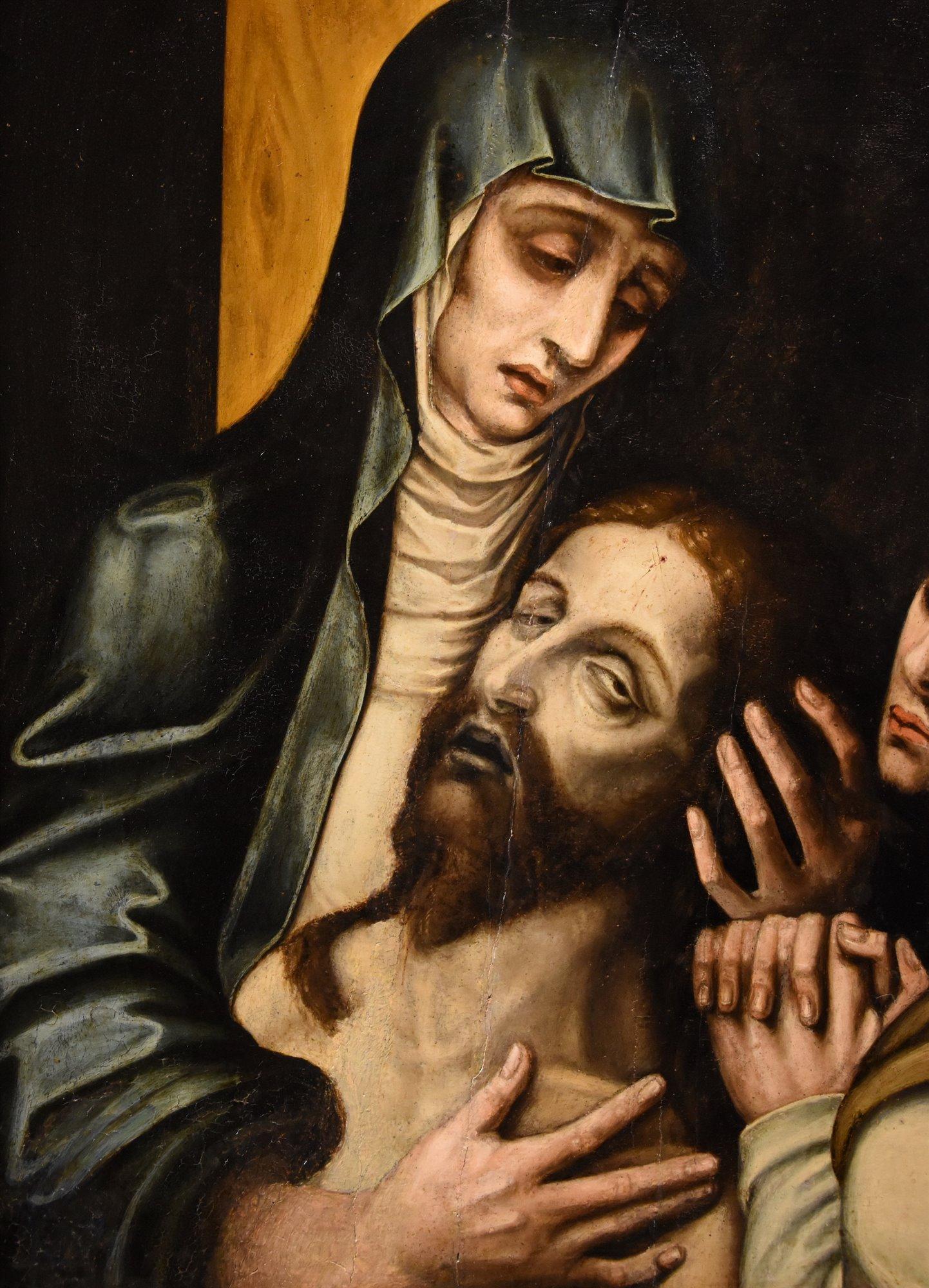 Pietà Saint John De Morales Peinture Huile sur table 16/17ème siècle Ancien maître  en vente 1