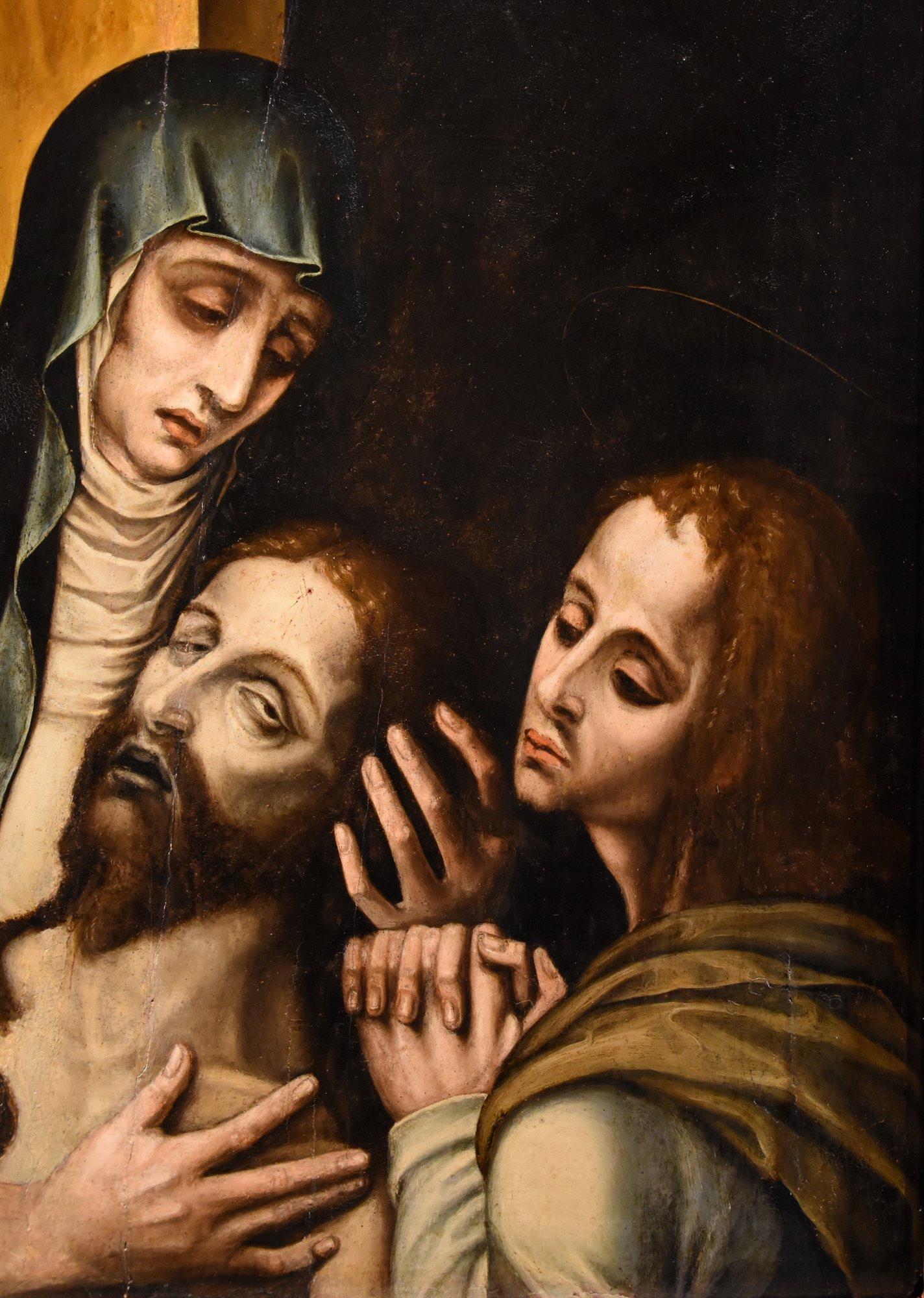 Pietà Saint John De Morales Gemälde Öl auf Tisch 16/17 Jahrhundert Alter Meister  im Angebot 3