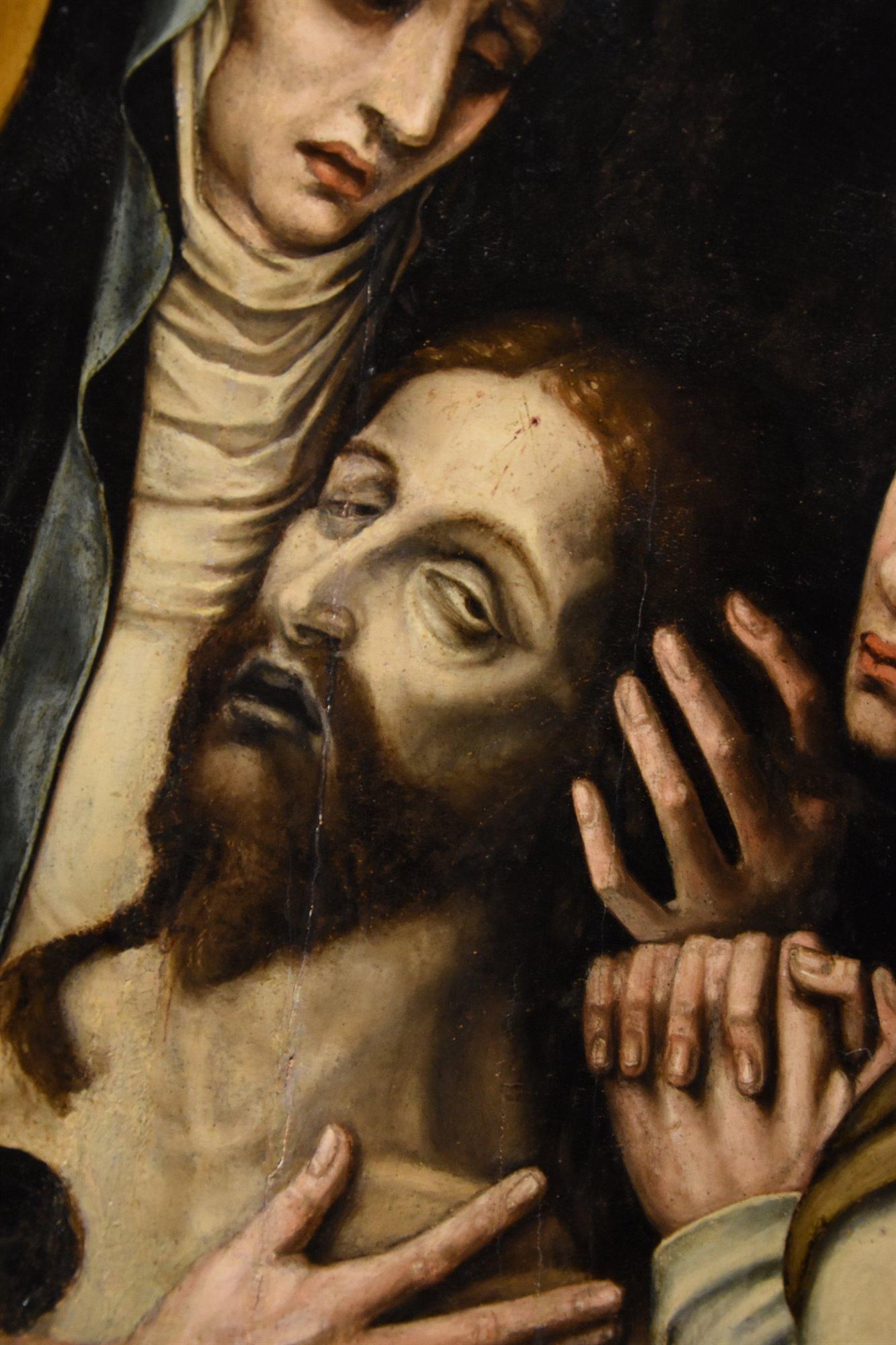 Pietà Saint John De Morales Paint Oil on table 16/17th Century Old master  For Sale 1