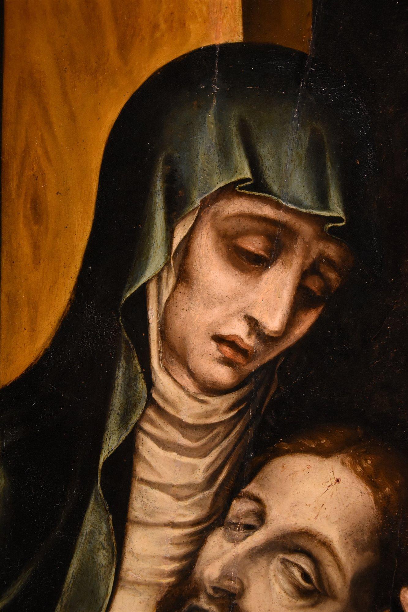 Pietà Saint John De Morales Paint Oil on table 16/17th Century Old master  For Sale 3