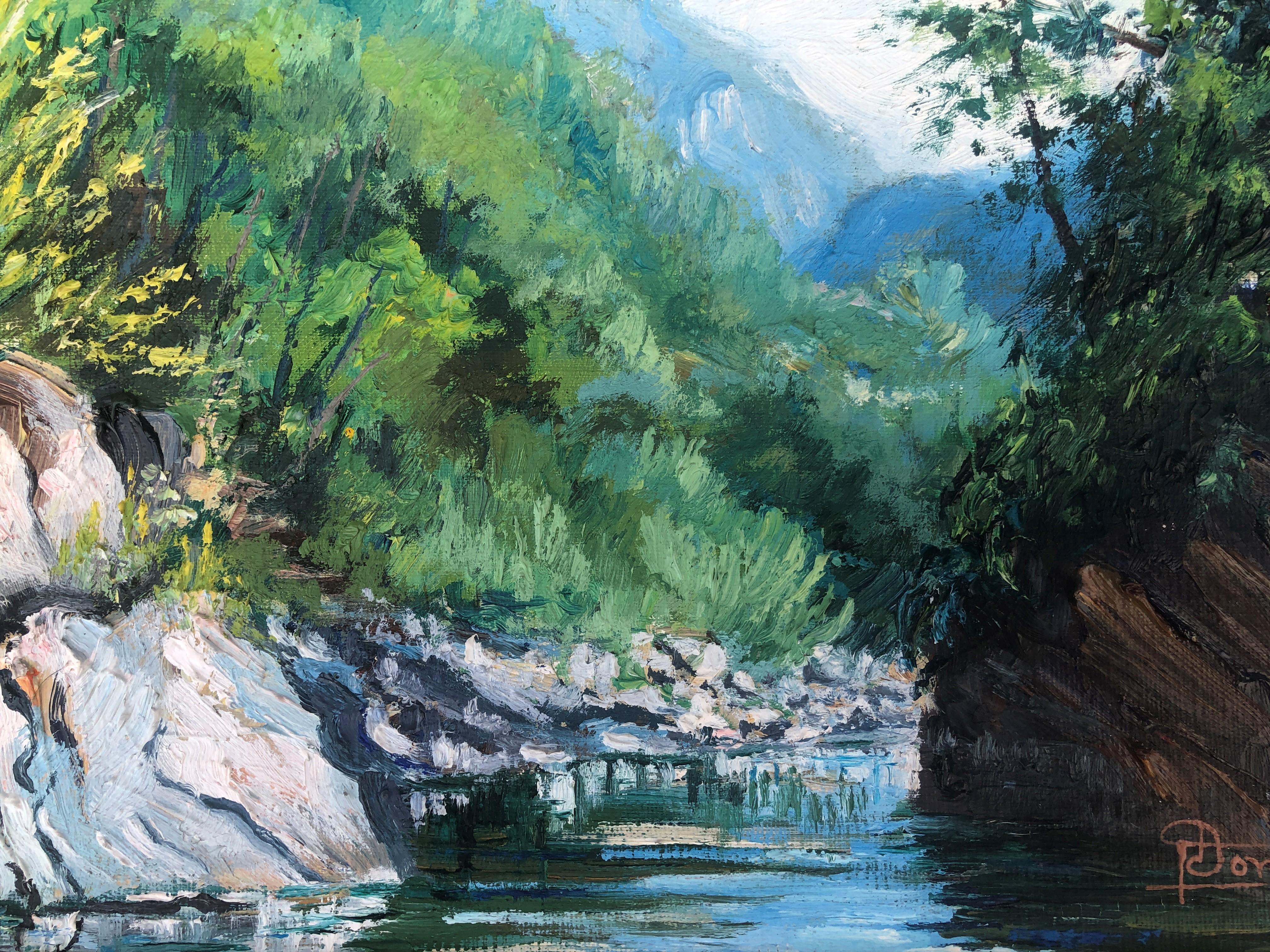 Spanish landscape with river oil painting 1