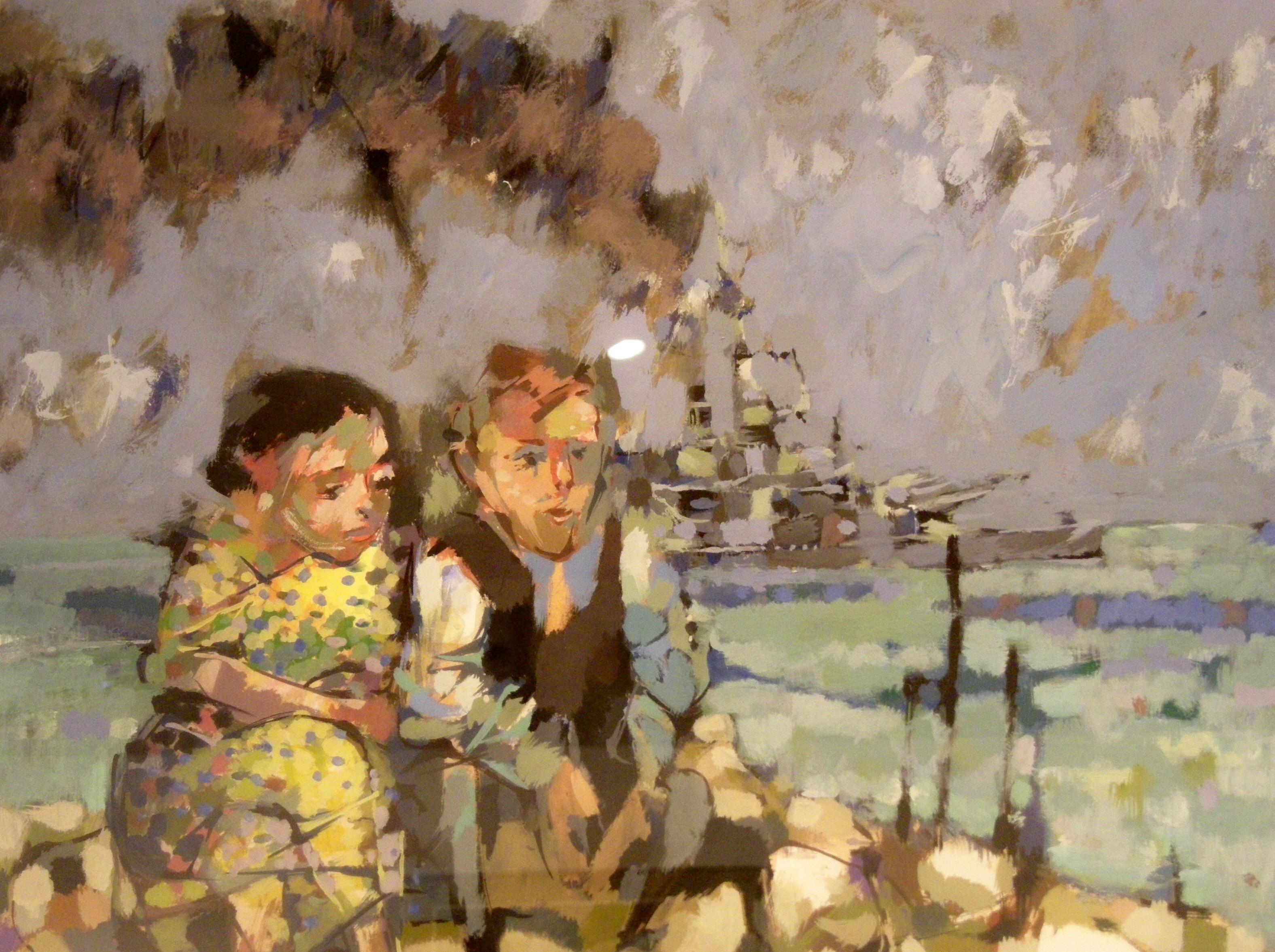 Luis Eades Figurative Painting – "Children and War" Impressionist Figurative Abstract Painting