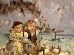 "Children and War" Impressionist Figurative Abstract Painting
