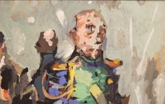 Modern Abstract Impressionist Portrait Painting of Two Men in Military Regalia