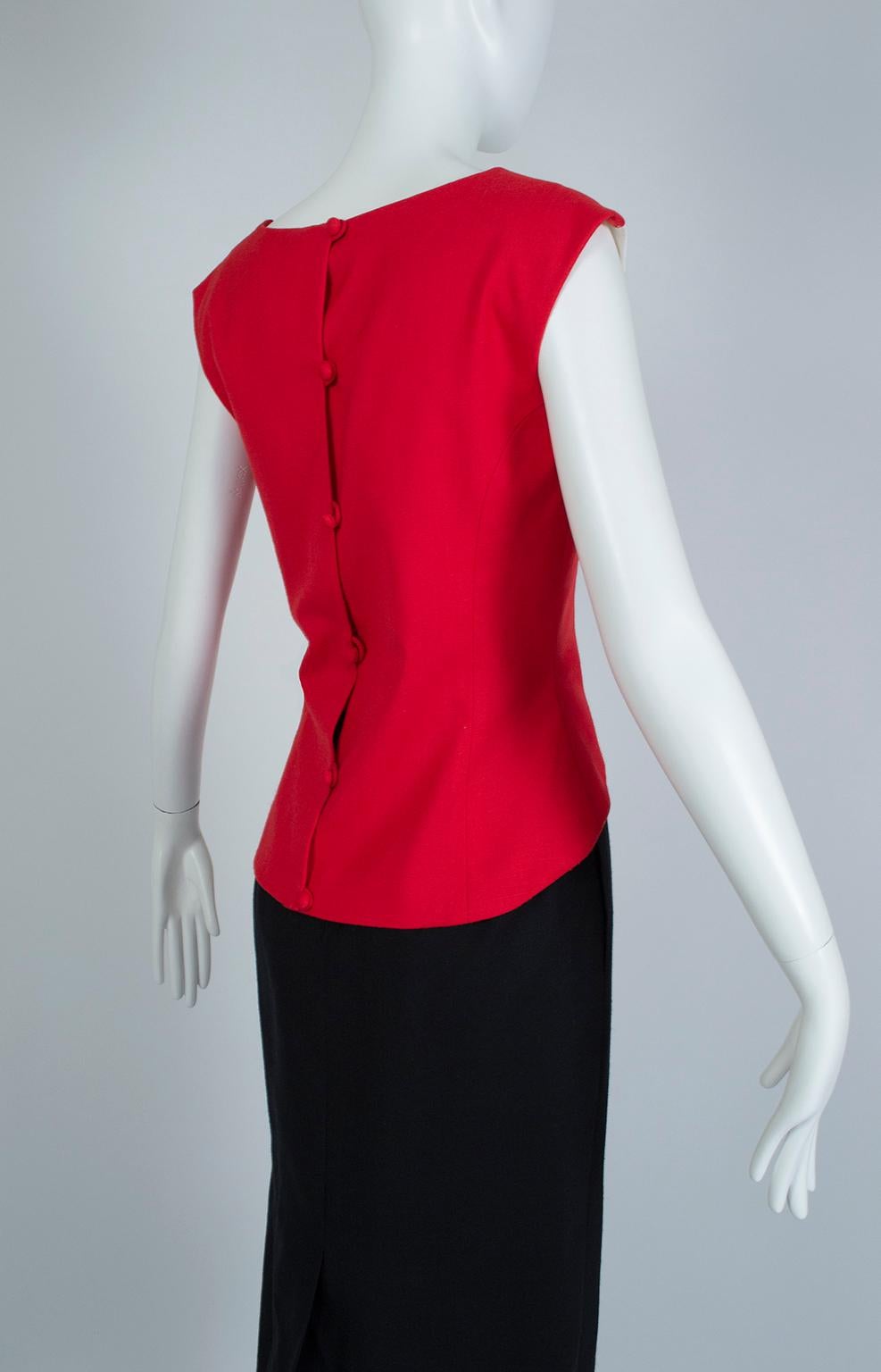 Women's Luis Estévez Red, Black and White Waist-Cincher Peplum Sheath Dress - M-L, 1950s For Sale
