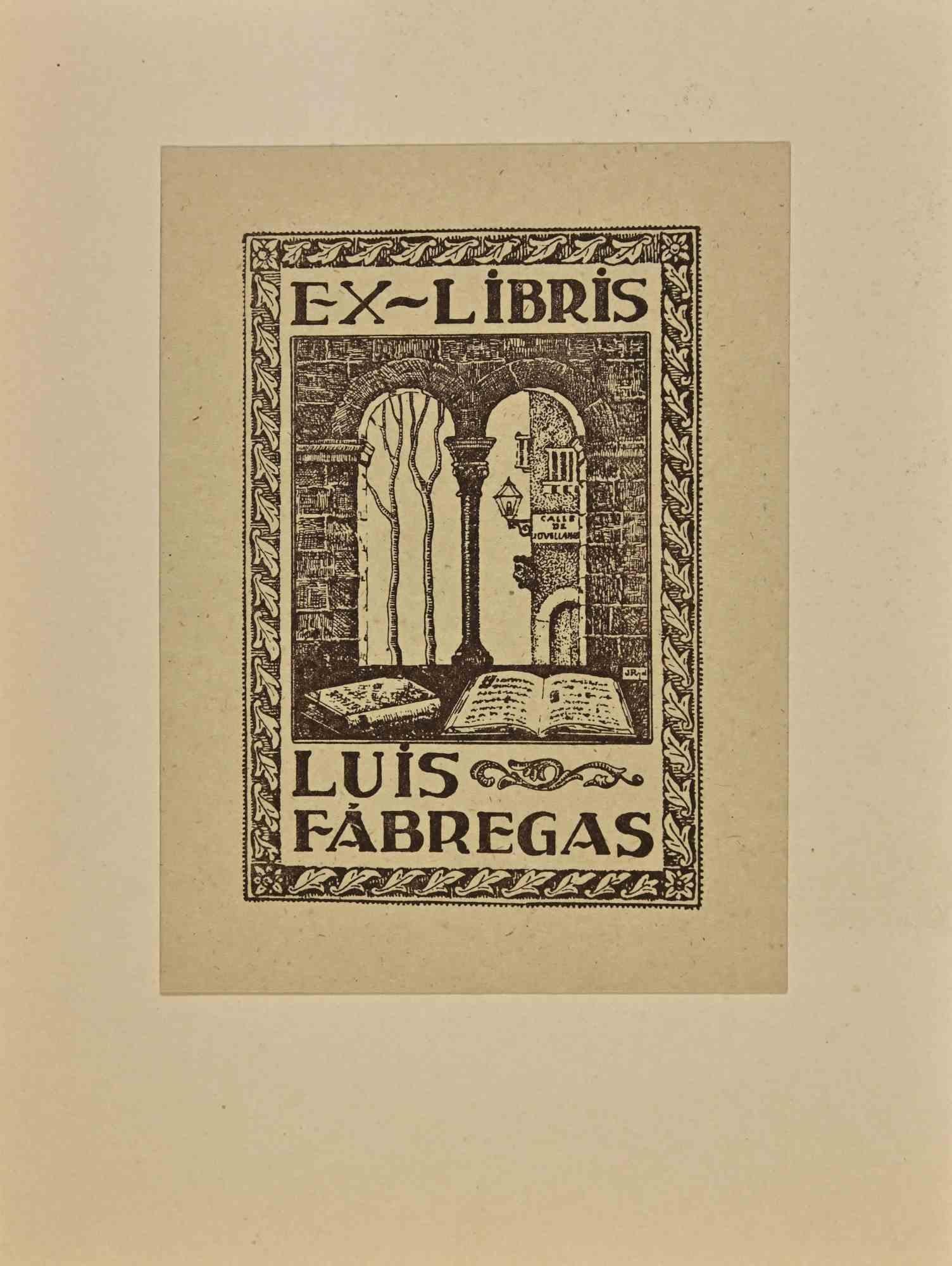 Ex-Libris Luis Fabregas is an Artwork realized in Mid 20th Century, by Luis Fabregas.

Woodcut B./W. print on ivory paper. The work is glued on  ivory cardboard. 

Total dimensions: 20 x 15 cm.

Good conditions.

The artist wants to define a