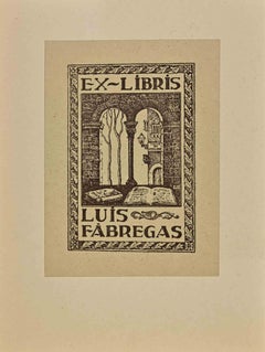 Ex-Libris – Holzschnitt von Luis Fabregas – Mitte des 20. Jahrhunderts