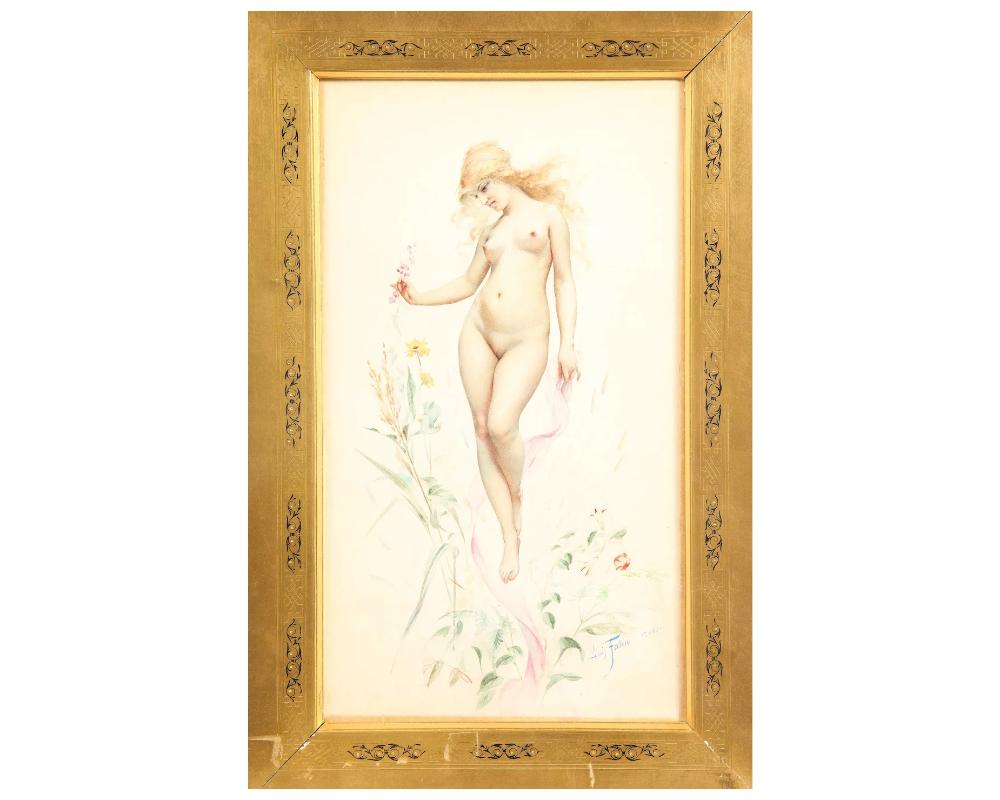 Spanish Luis Falero, Watercolor of a Nude Women, 1880