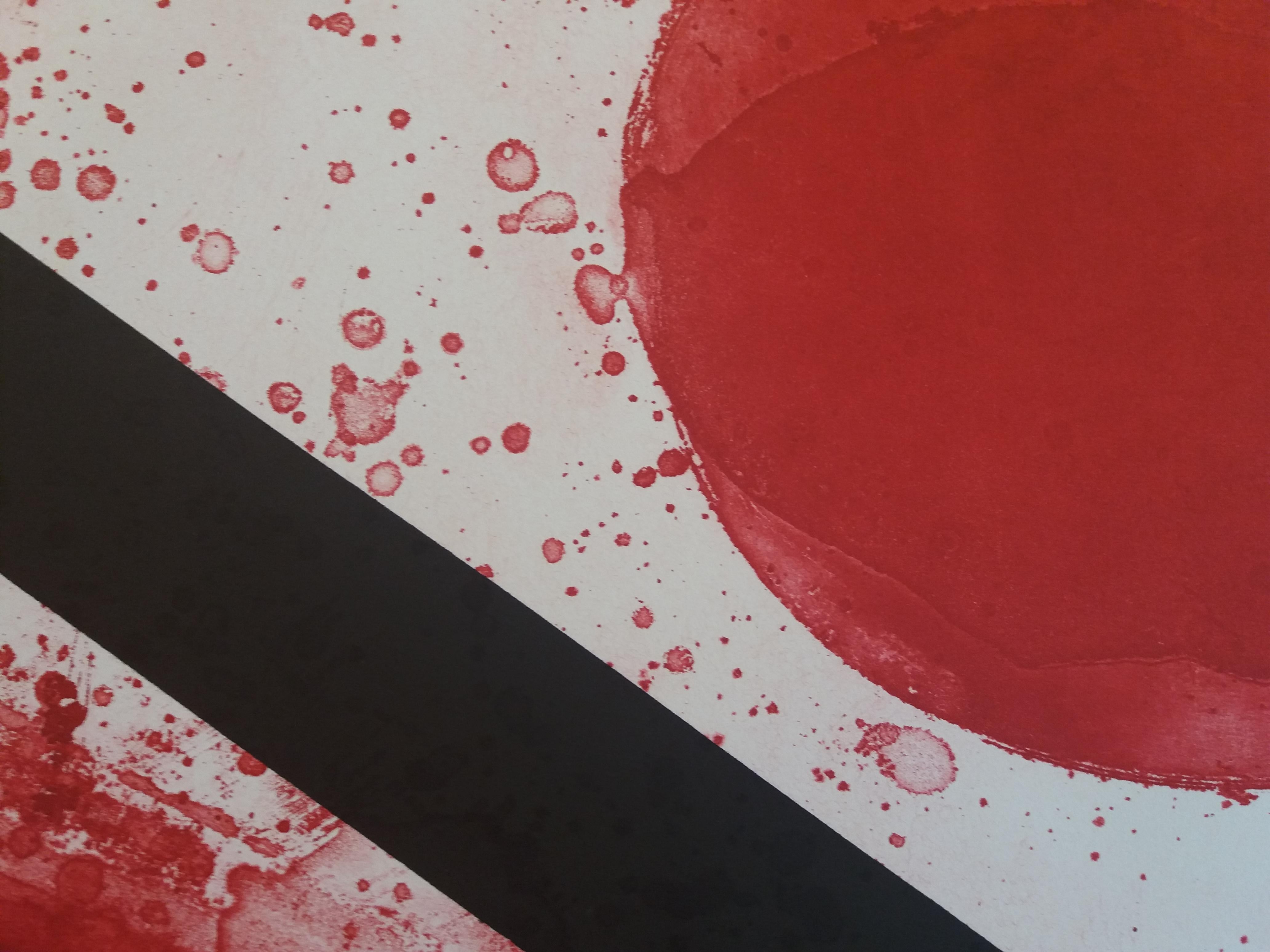 Feito Abstract. Red White  Black  limited edition painting For Sale 1