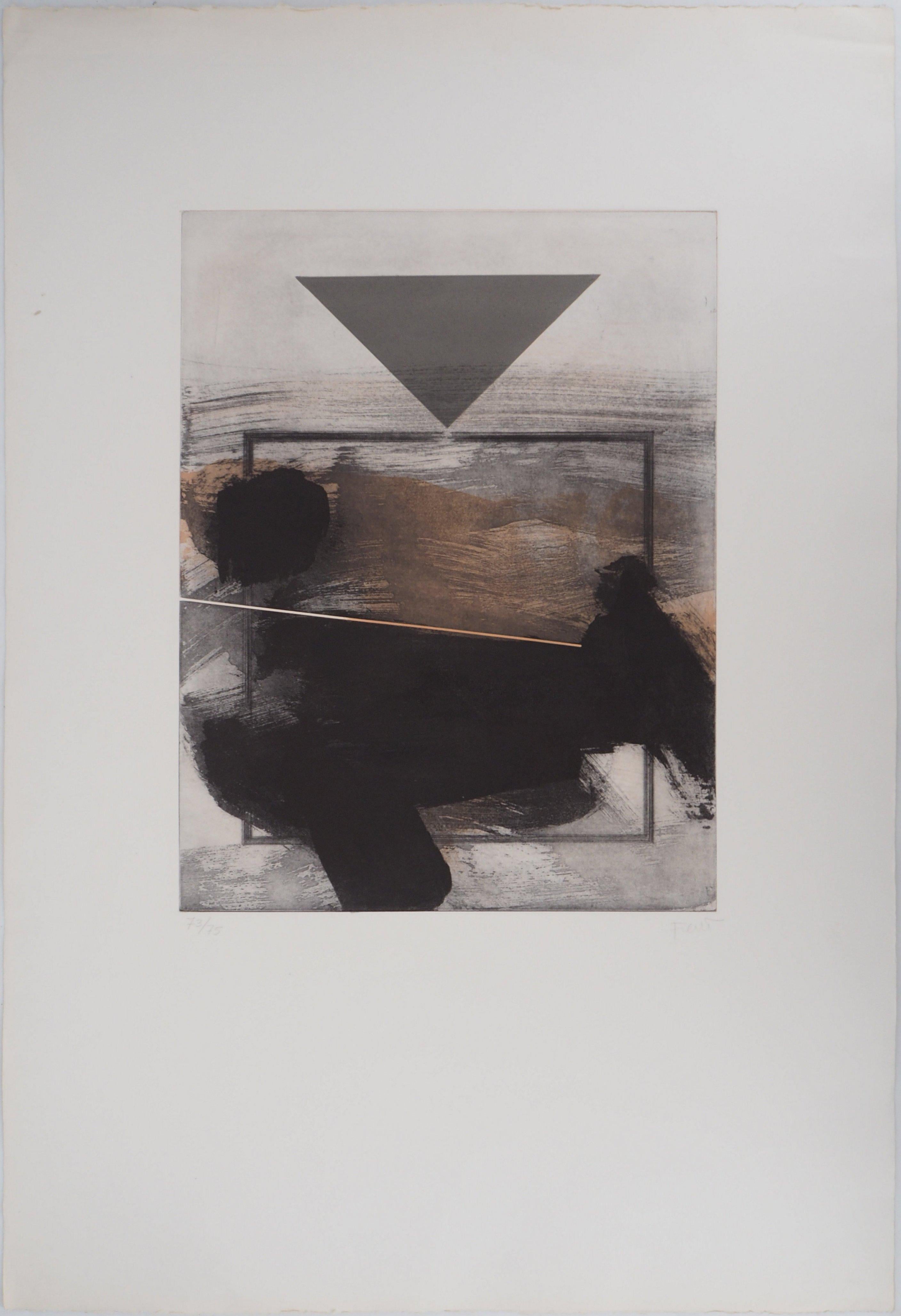 Balance - Originale handsignierte Radierung (Abstrakt), Print, von Luis Feito López