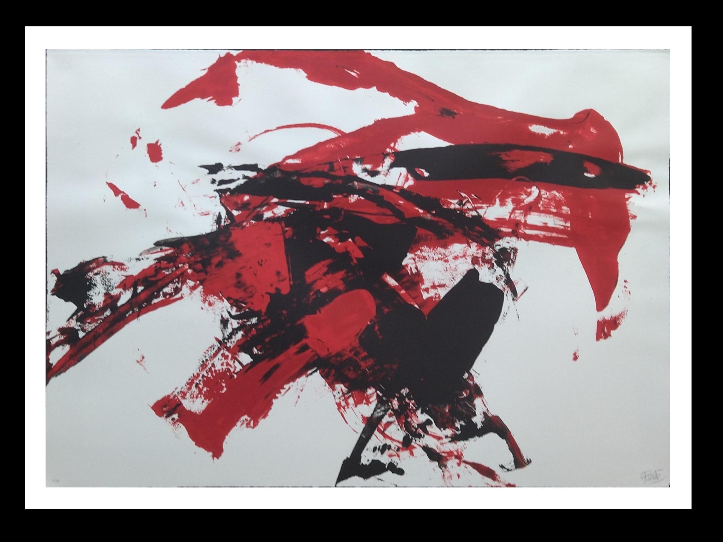 Abstract Print di Luis Feito López - Feito 74 rosso. nero. Rojos. Serigrafia. serie de 35