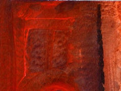 "At the jury" - Indoor horizontal painting in bright red tones.