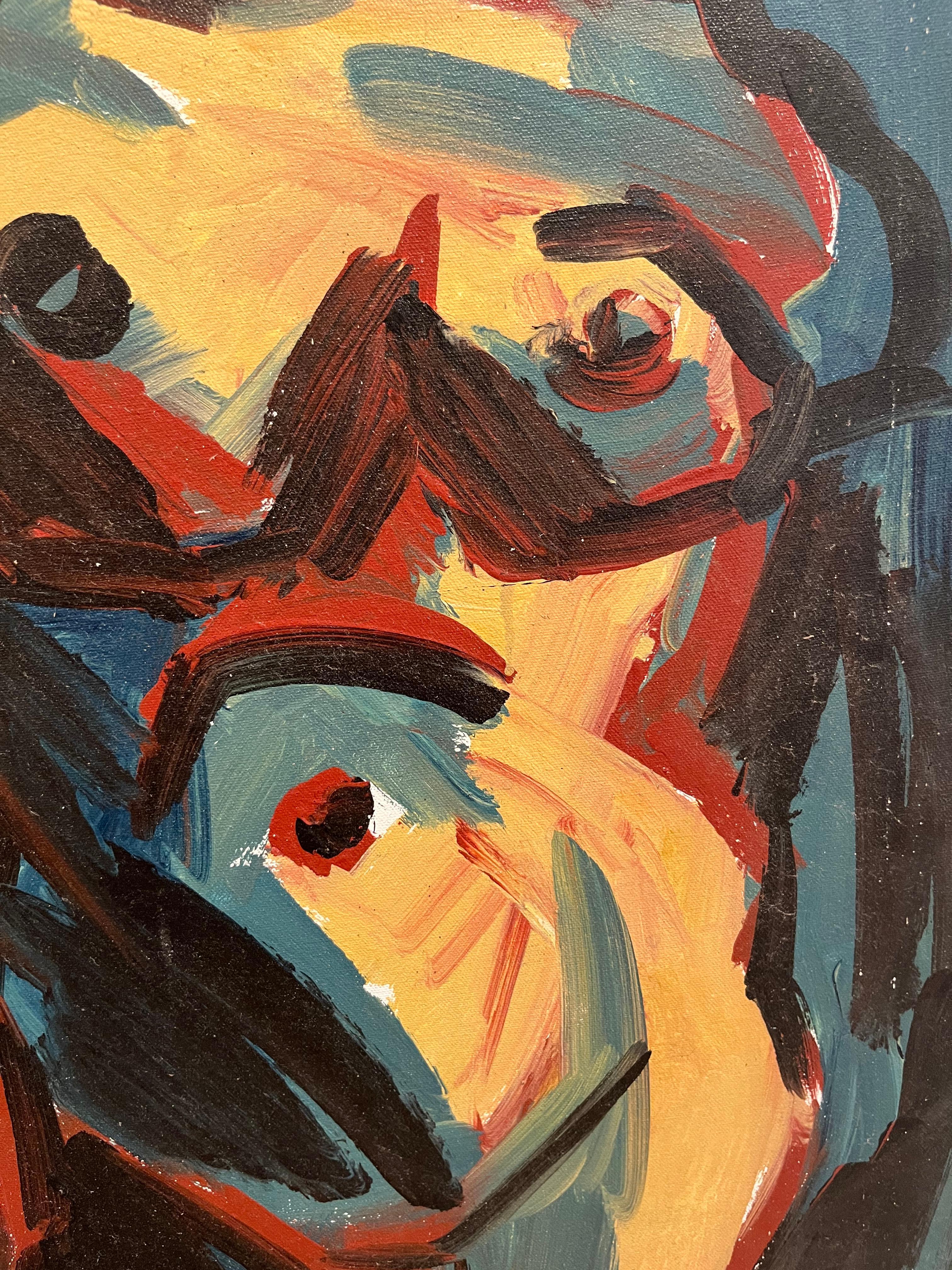 Figures (Head and Torso), figuratif, peintre, coloré - Néo-expressionnisme Painting par Luis Frangella