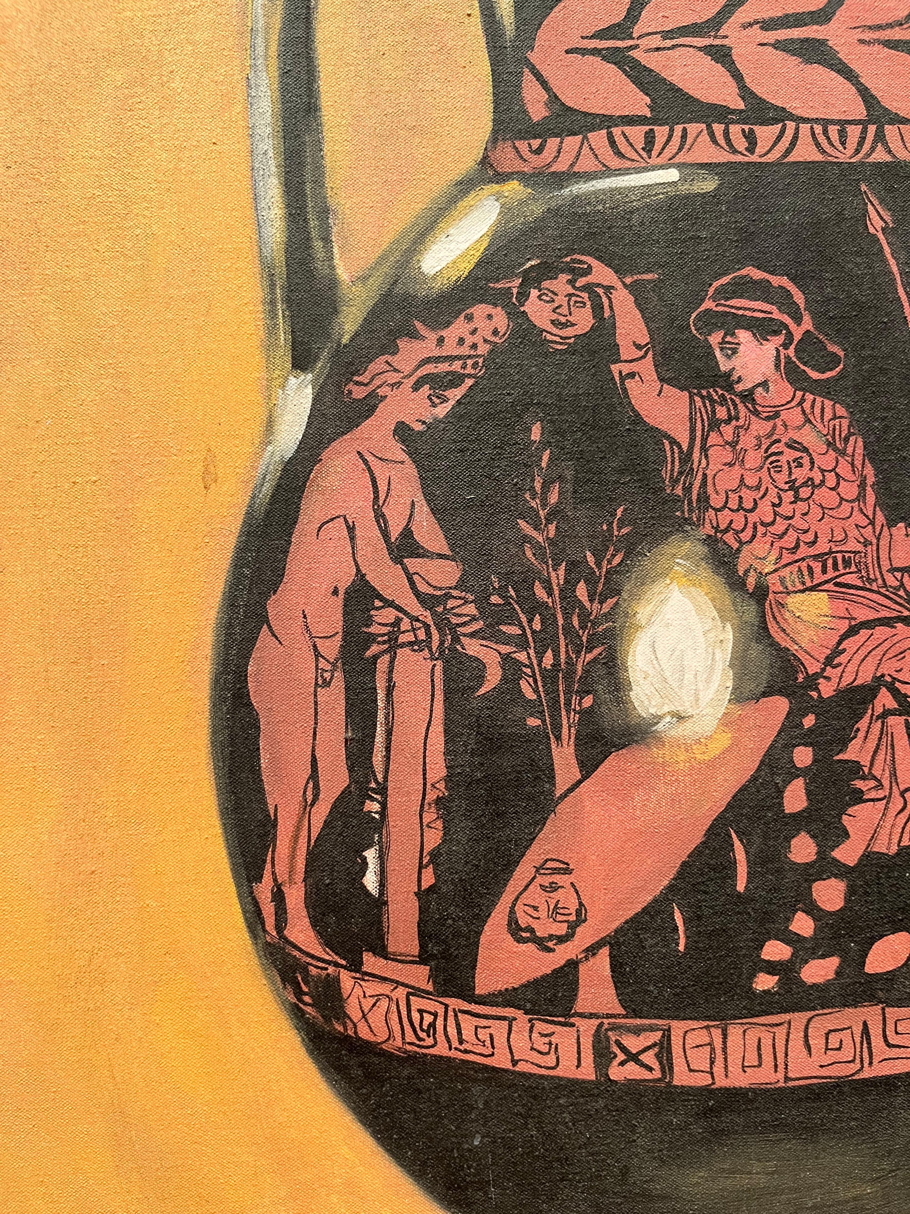 Urne grecque, poterie, contraste, symboles - Painting de Luis Frangella