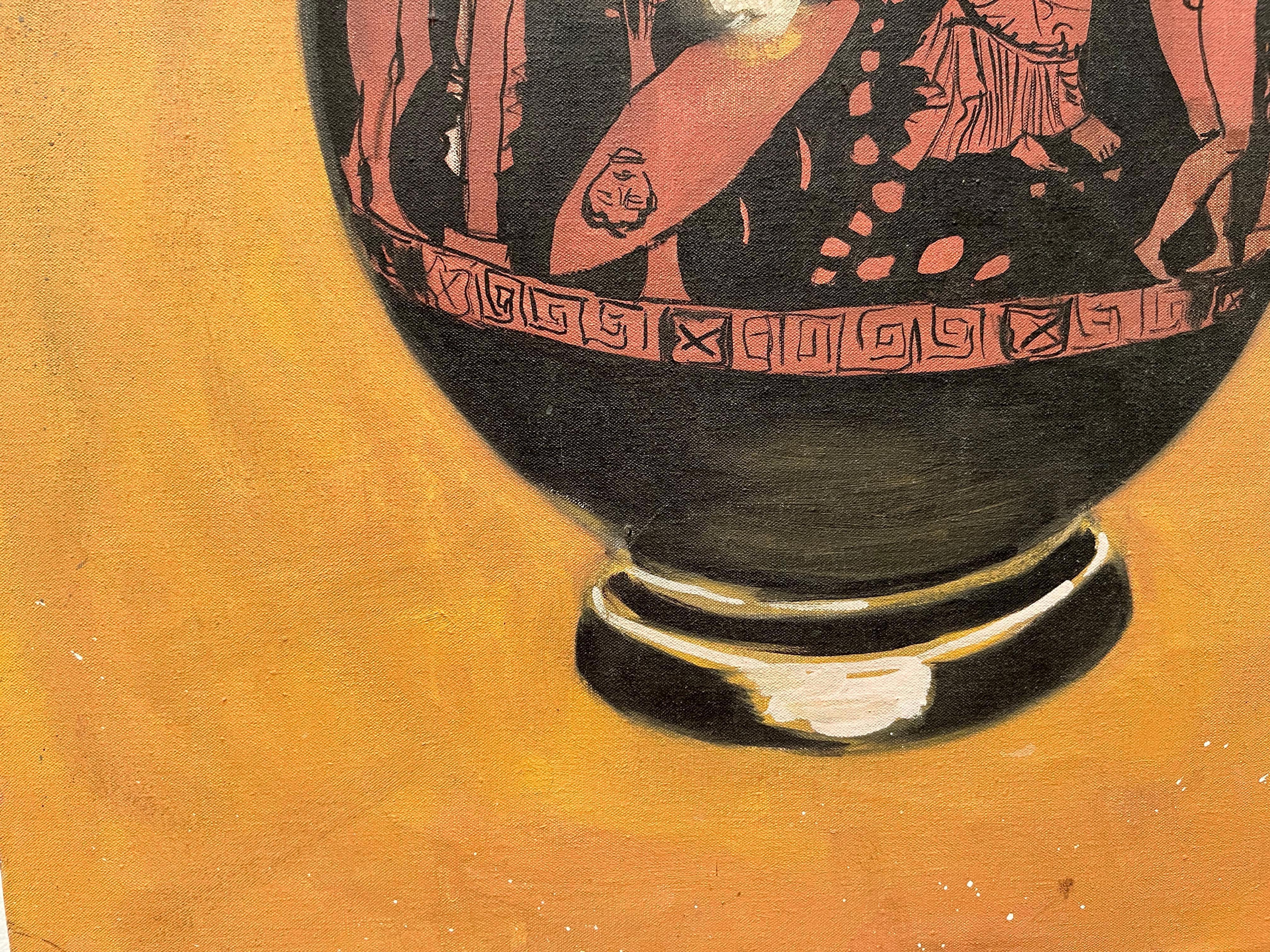 Urne grecque, poterie, contraste, symboles - Néo-expressionnisme Painting par Luis Frangella