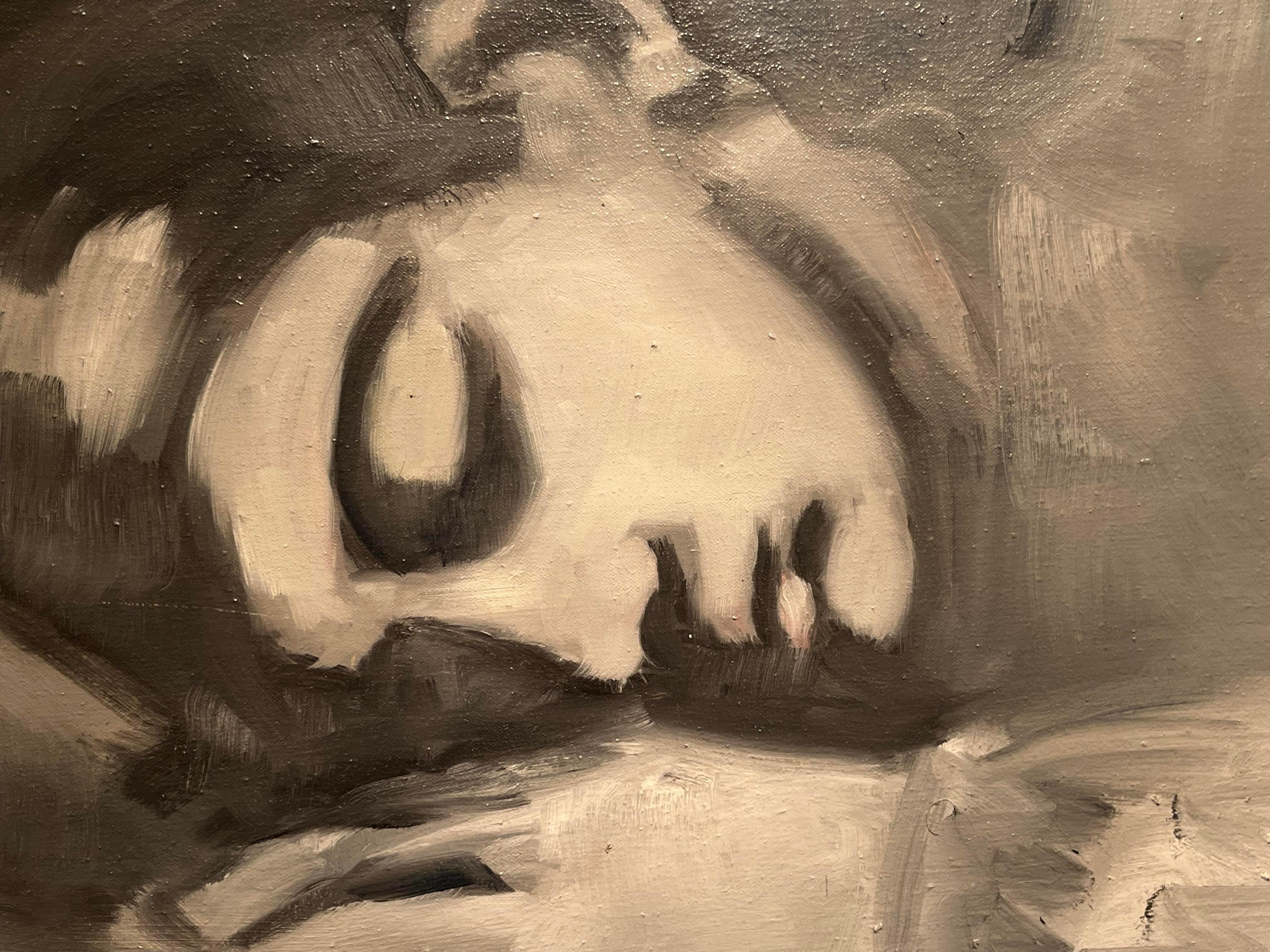 Sleep, figural, monochrome - Painting by Luis Frangella