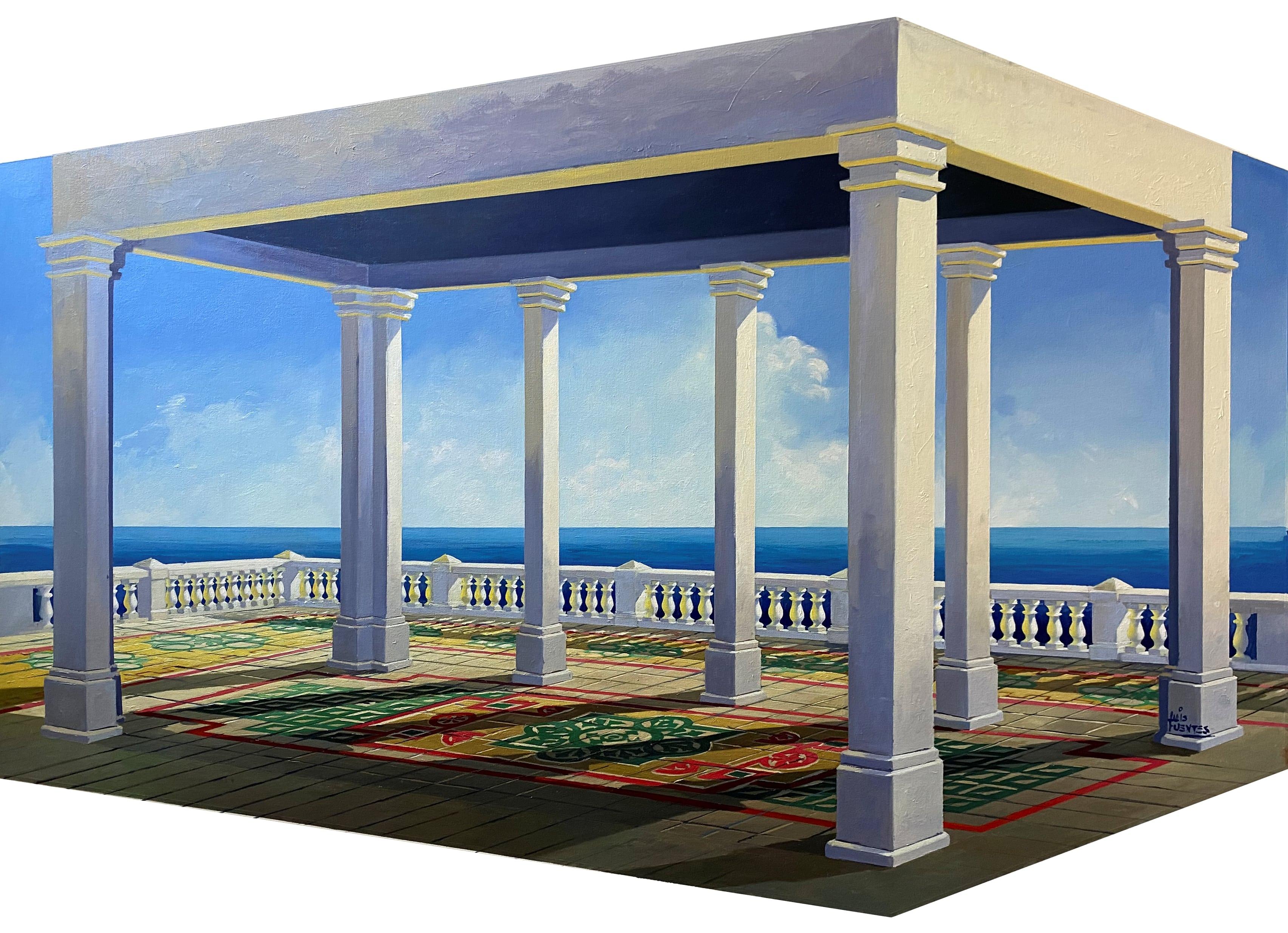 3D - original still life seascape oil painting on custom canvas - realism art