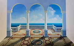 Arches 2 - Surrealism artwork oil painting interior contemporary seascape ocean