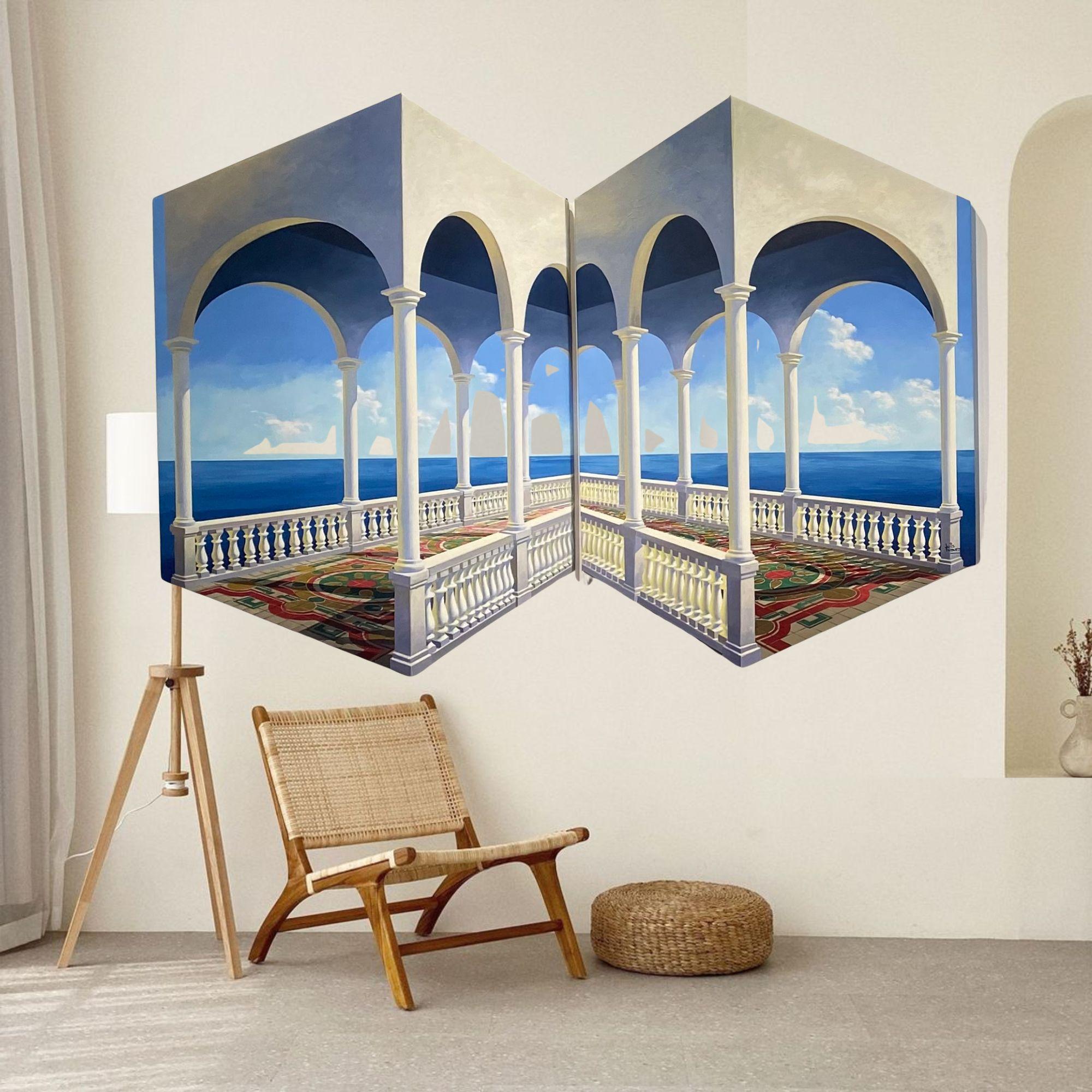 ARCOS ( díptico) - pintura al óleo realismo marino moderno original- arte surrealista en venta 1
