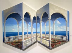 ARCHES ( diptych) - original surreal realism seascape oil painting- modern art