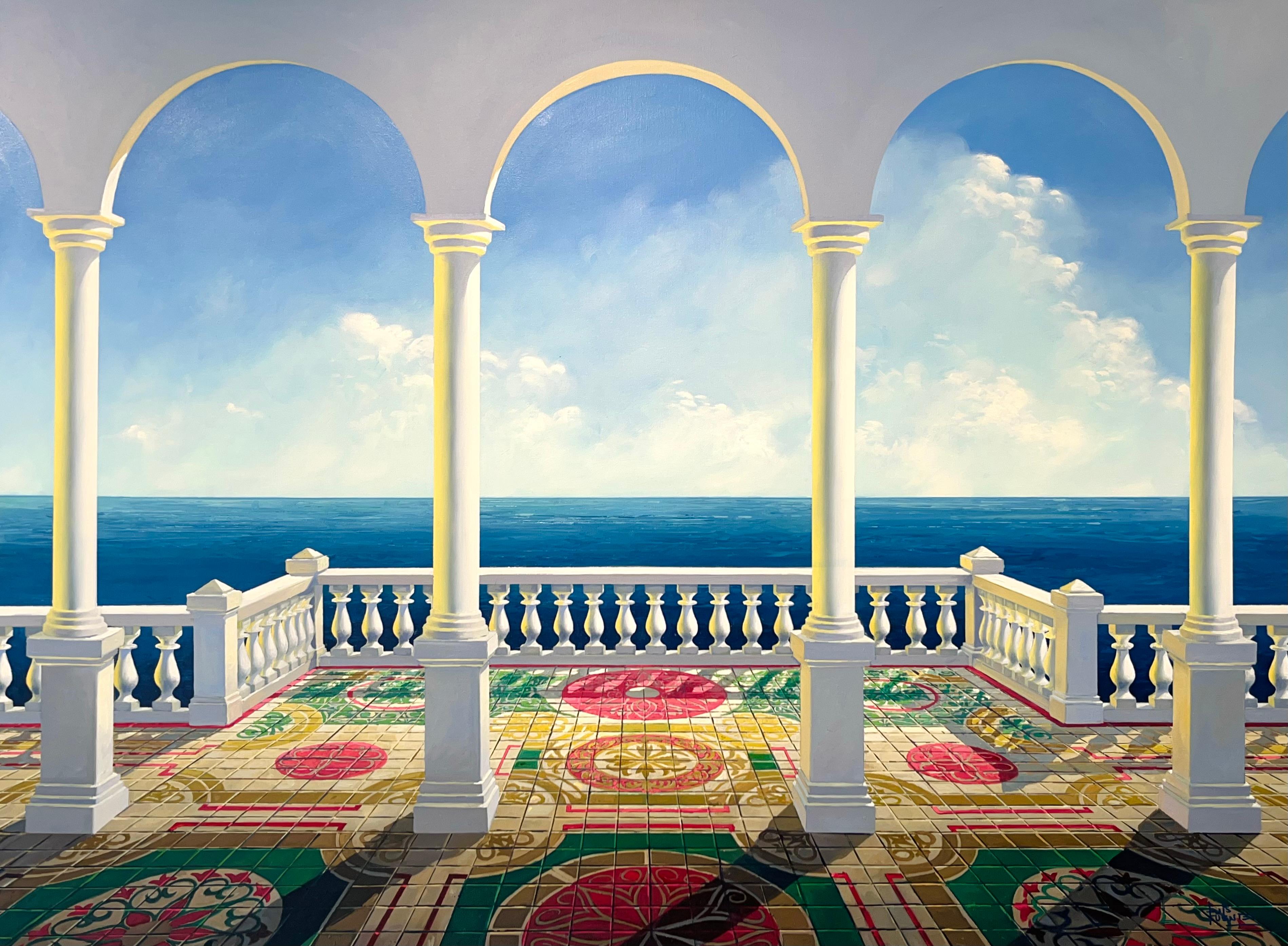 Arches of Dreams-original interior sea landscape still life realism oil painting