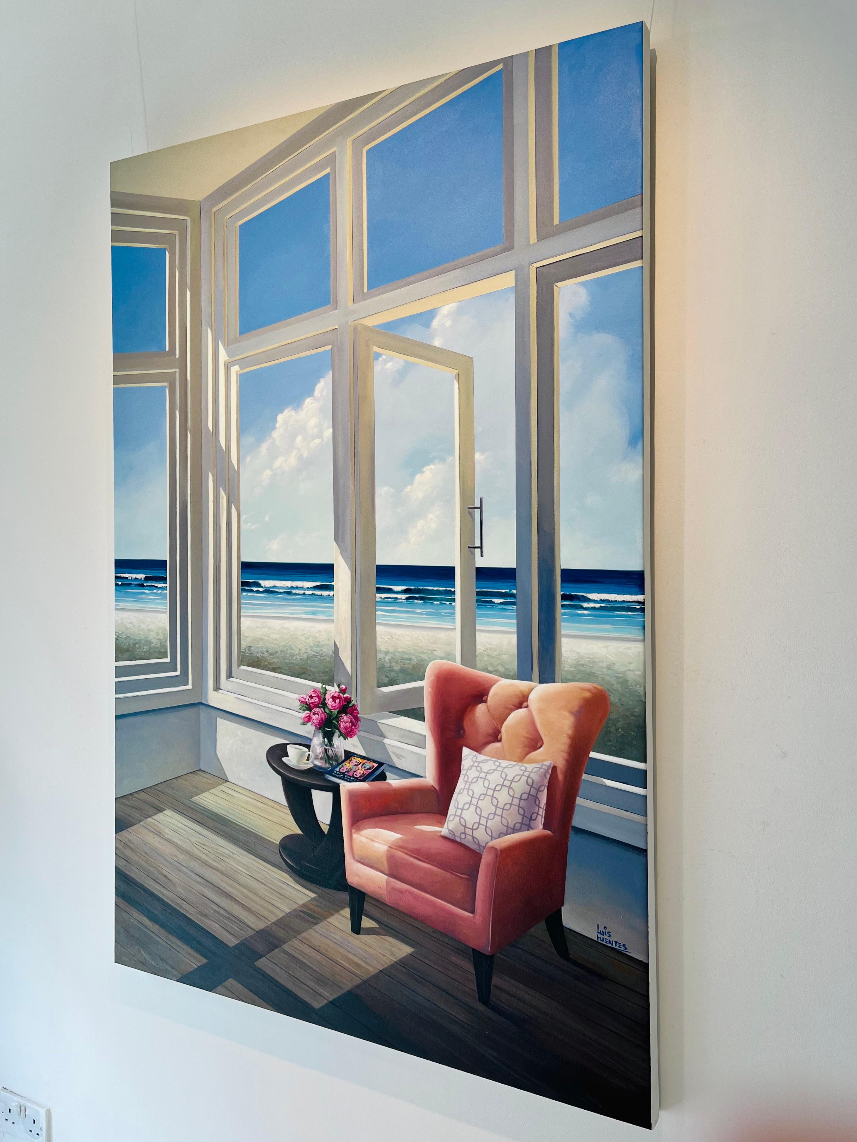 Beyond Tranquility-original still life-seascape oil painting-contemporary Art - Surrealist Painting by Luis Fuentes