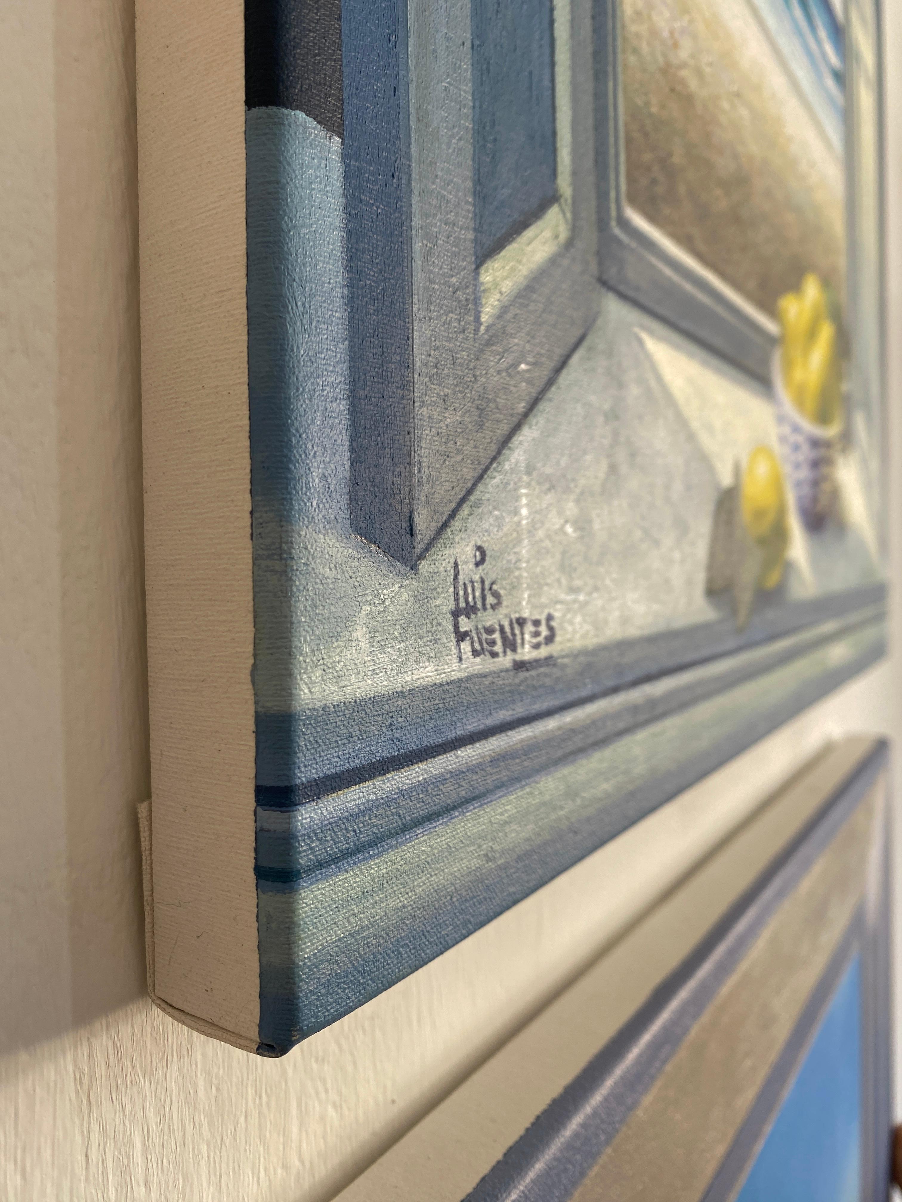 Lemons and the sea - Original seascape - Oil painting - Contemporary Painting by Luis Fuentes