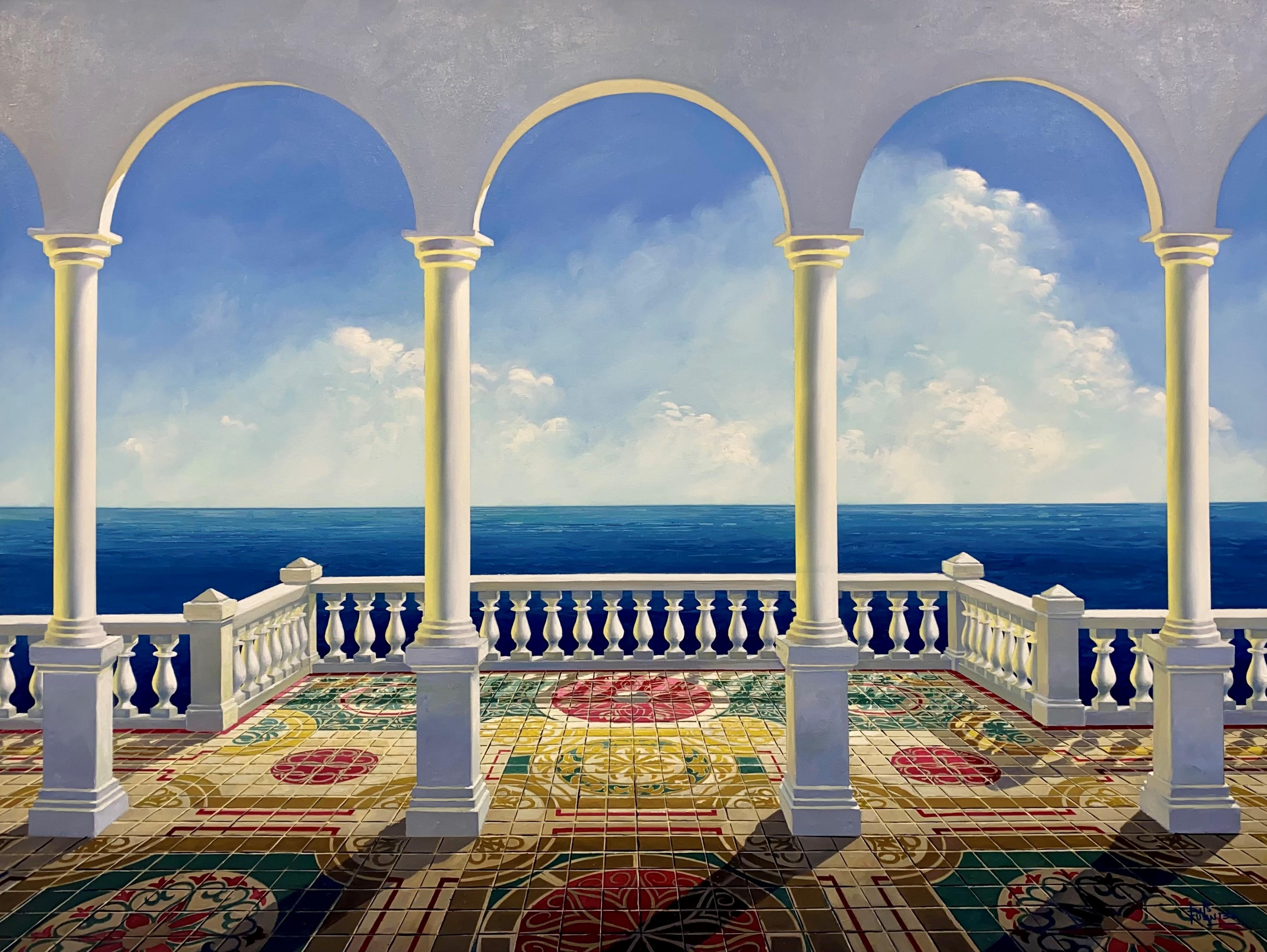 Luis Fuentes Lights and colores original seascape/architecture oil