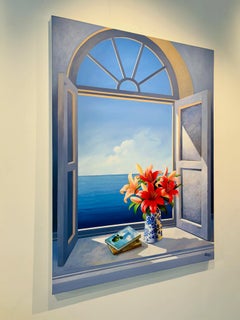 Mediterranean Breeze - original surreal realism seascape floral oil painting