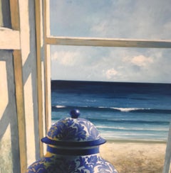 Sea View with Pomegranate & Chinese Vase original interior Landscape painting