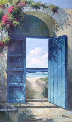 Secret Doors - surrealism light seascape oil painting modern contemporary art