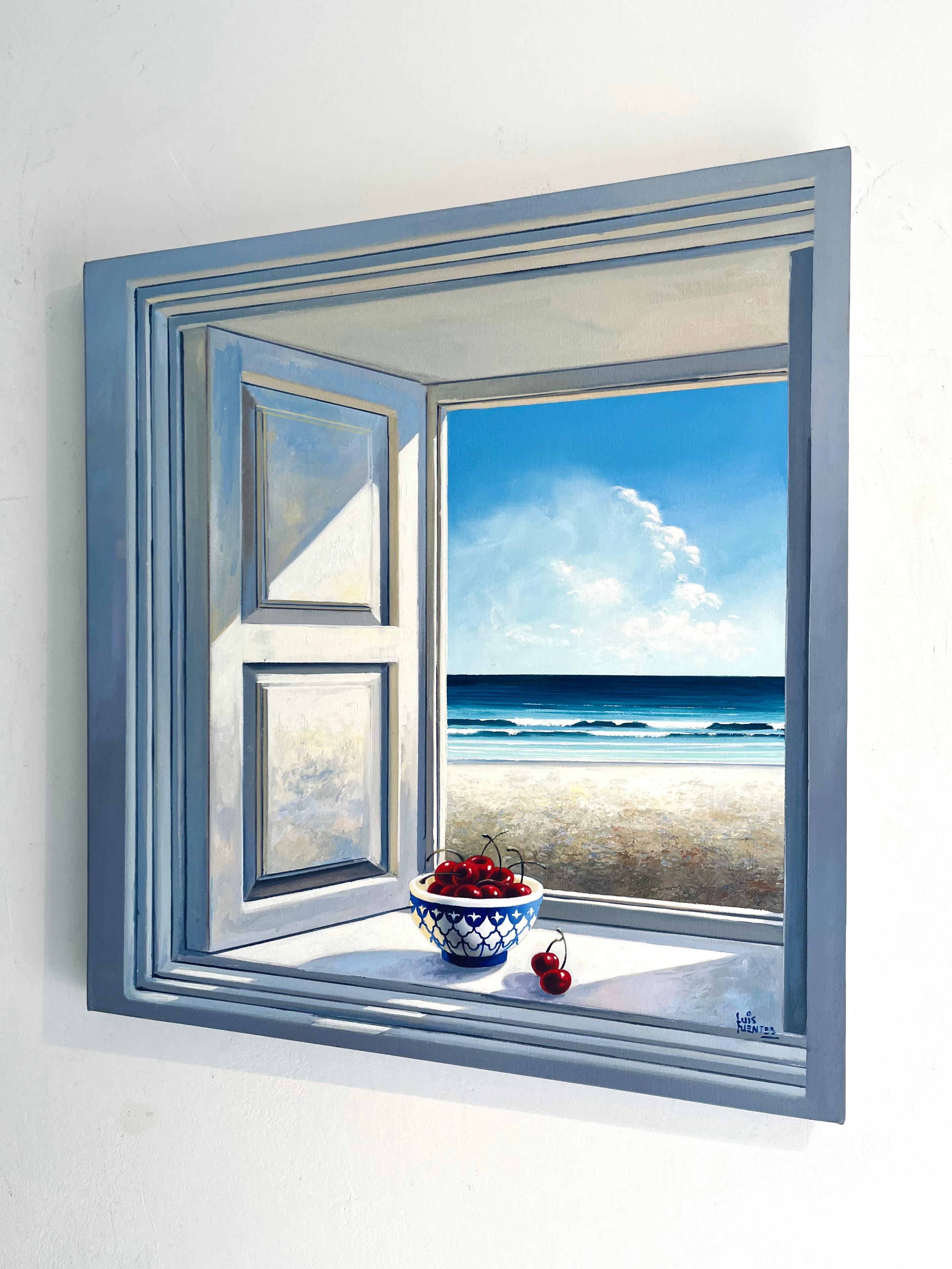 Serenity-original surreal realism seascape-still life painting-contemporary Art - Painting by Luis Fuentes