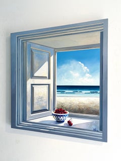 Serenity-original surreal realism still life seascape painting- Modern Art